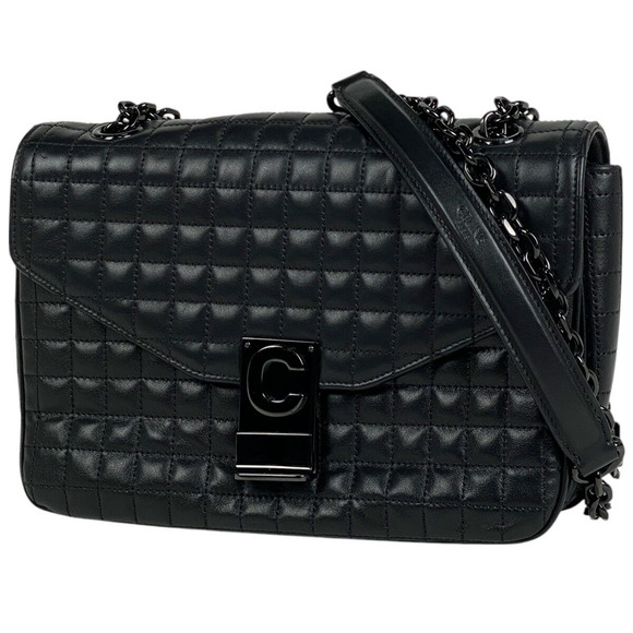 Celine Chain Shoulder Bag Black Leather - Picture 1 of 8